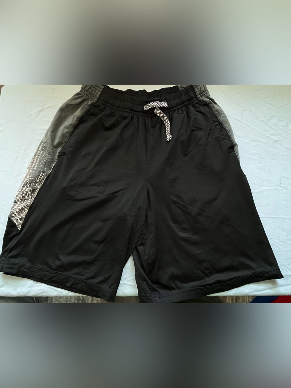 Under Armour Black Athletic Shorts with Gray Side Panels